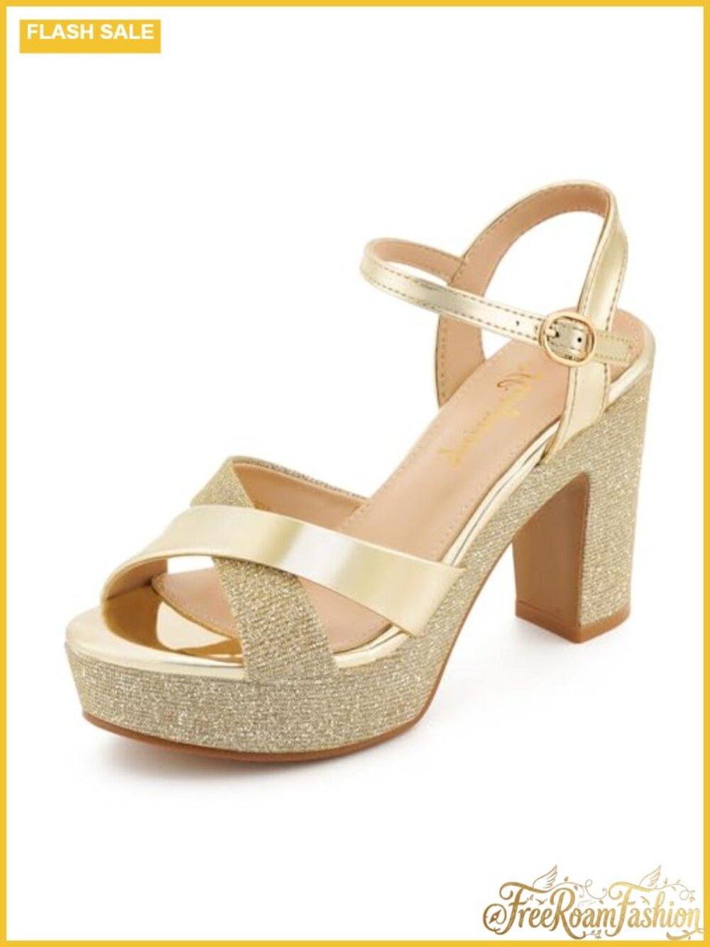 Platform Heeled Sandals Ankle Strap Open Toe Block Heel Formal Party Wedding